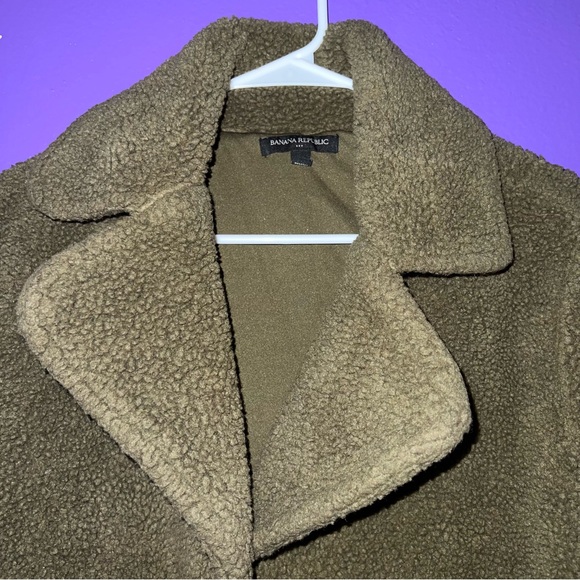Banana Republic Factory Green Open Front Sherpa Teddy Jacket - Picture 3 of 12